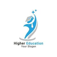 logotipo de educación superior, logotipo de educación superior, logotipo de educación estrella que alcanza, logotipo de educación mundial, logotipo de graduación vector