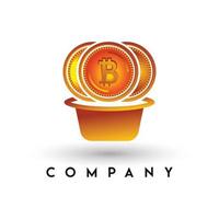 logotipo de moneda bit, logotipo de criptomoneda, logotipo de intercambio de bitcoin, dinero digital, plantilla de logotipo de letra b vector