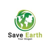 Save earth logo, Green world logo, save ecology nature logo template vector