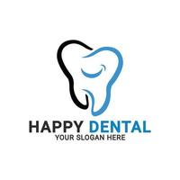 logotipo dental feliz, logotipo de clínica dental familiar, plantilla de logotipo dental de diente simple vector