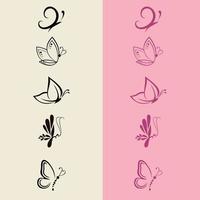 Graphic icon of butterfly. Butterfly tattoo isolated on white background. Vector