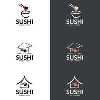 Sushi logo template for Japanese food cafe with salmon sushi. suitable for company logo, print, digital, icon, apps, and other marketing material purpose. vector