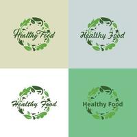 Plantilla de vector de diseño de logotipo de comida vegetariana ecológica saludable.