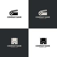 vector set of  logos with film clappers. Clapboard and play sign logo template.