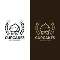 ikon cup cake, Bakery Label, Baker Logo, Pie Icon, Baking Logo. vector