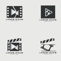vector set of  logos with film clappers. Clapboard and play sign logo template.