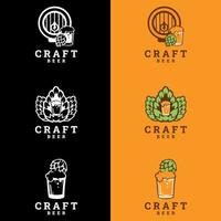 establecer el logo de la cerveza. logo de cerveza artesanal, símbolos, íconos, etiquetas de pub, colección de insignias. plantilla de signos de negocio de cerveza, logotipo, concepto de identidad de cervecería vector