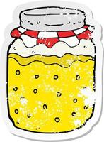 retro distressed sticker of a cartoon honey jar vector