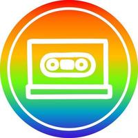 cassette tape circular in rainbow spectrum vector