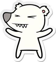 sticker of a angry polar bear cartoon vector