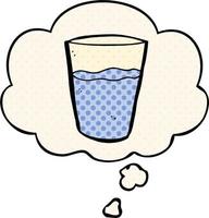 cartoon glass of water and thought bubble in comic book style vector