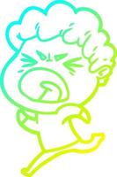 cold gradient line drawing cartoon furious man vector