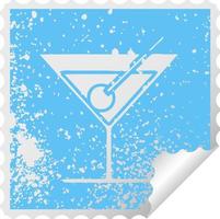 distressed square peeling sticker symbol fancy cocktail vector