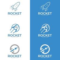 rocket logo design template. Rocket takes off from the surface of the moon or another planet. vector