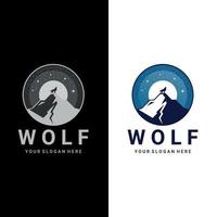 The wolf howls to the moon logo. Wolf Howling In the Full Moon Night vector