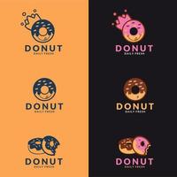 plantilla de vector de logotipo de donuts. conjunto vectorial de logos donuts , café , snack , menú