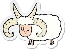 sticker of a cartoon long horned ram vector