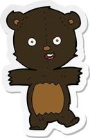 sticker of a cartoon cute black bear cub vector
