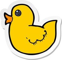 sticker of a cartoon rubber duck vector