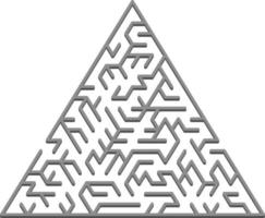 Vector backdrop with a gray triangular 3D maze, labyrinth.