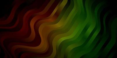 Dark Green, Red vector background with bent lines.