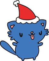 christmas cartoon of kawaii cat vector