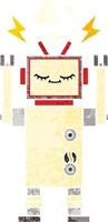 retro illustration style cartoon dancing robot vector