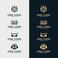 Owl Eye Logo Design Template. suitable for company logo, print, digital, icon, apps, and other marketing material purpose. Owl Eye logo set vector