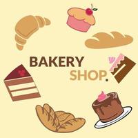 plantilla de vector de diseño de logotipo de tienda de panadería. conjunto de etiquetas de panadería, insignias y elementos de diseño.
