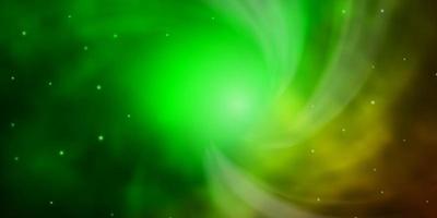 Dark Green vector background with small and big stars.