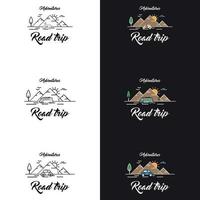 Recreational vehicle and camping design elements. On the road, road trip, slogan, Summer road.