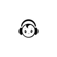 Cute cartoon Baby with headphones vector