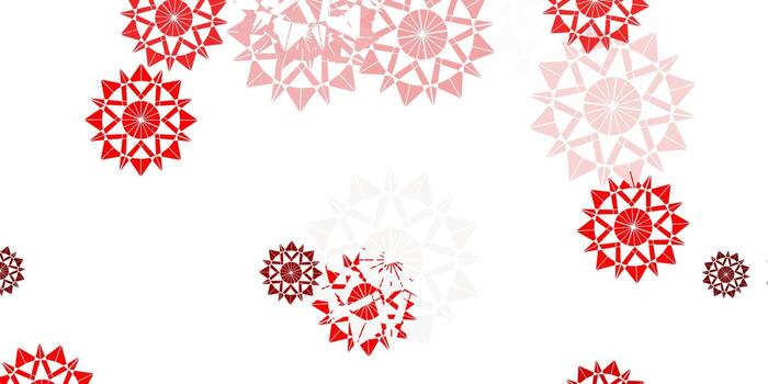 Light red vector pattern with colored snowflakes.