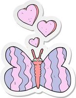 sticker of a cartoon butterfly vector