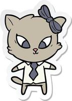 sticker of a cartoon cat vector