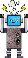 robot de dibujos animados de textura grunge retro vector