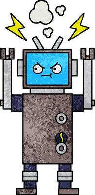 retro grunge texture cartoon robot