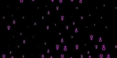 Fondo de vector rosa claro con símbolos de mujer.