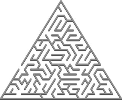 Vector template with a gray triangular 3D maze, puzzle.
