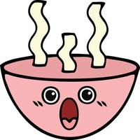 tazón de dibujos animados lindo de sopa caliente vector