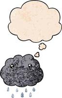 cartoon cloud and thought bubble in grunge texture pattern style vector