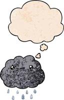 cartoon cloud and thought bubble in grunge texture pattern style vector