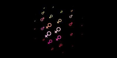 Dark Pink, Yellow vector texture with women's rights symbols.