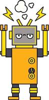 cute cartoon malfunctioning robot vector