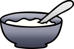 quirky gradient shaded cartoon bowl of porridge vector