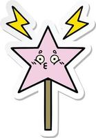 sticker of a cute cartoon magic wand vector