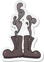 sticker of a cartoon steaming army boots