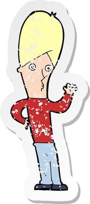 retro distressed sticker of a cartoon man waving