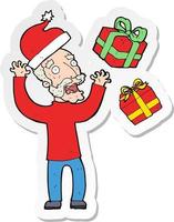 sticker of a cartoon old man stressing about christmas vector