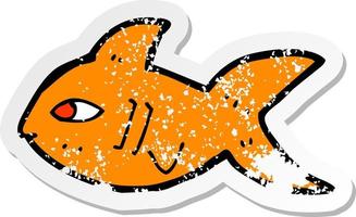 retro distressed sticker of a cartoon fish vector